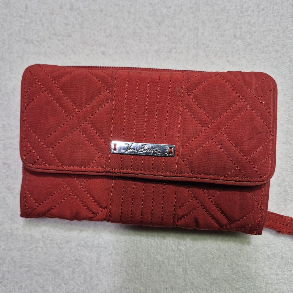 Vera Bradley Microfiber Clutch Wallet SOLID RED 7.5 x 5
